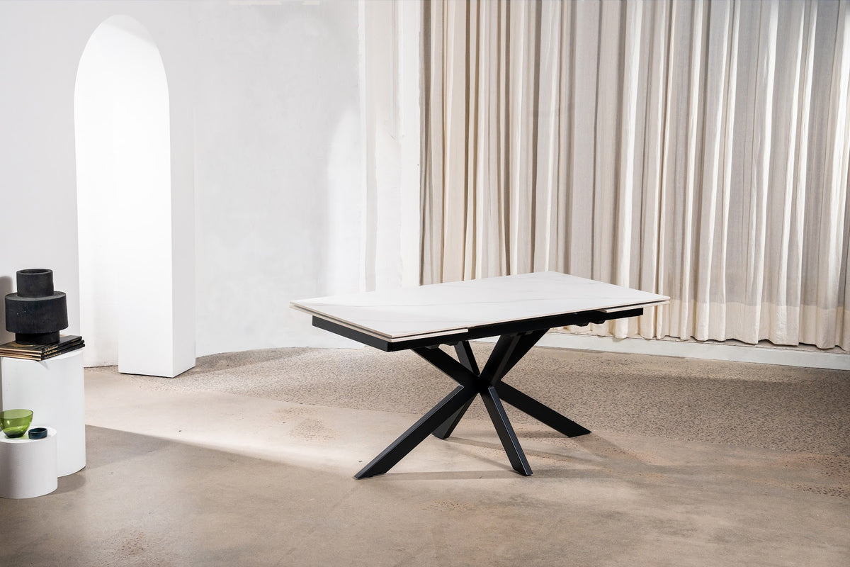 Newcastle Extension Dining Table Snow White Ceramic - image 4