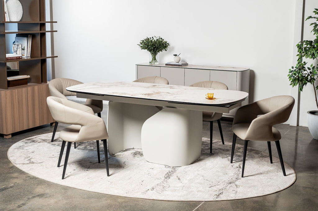 Messina Extension Dining Table Milan White Marble - image 10