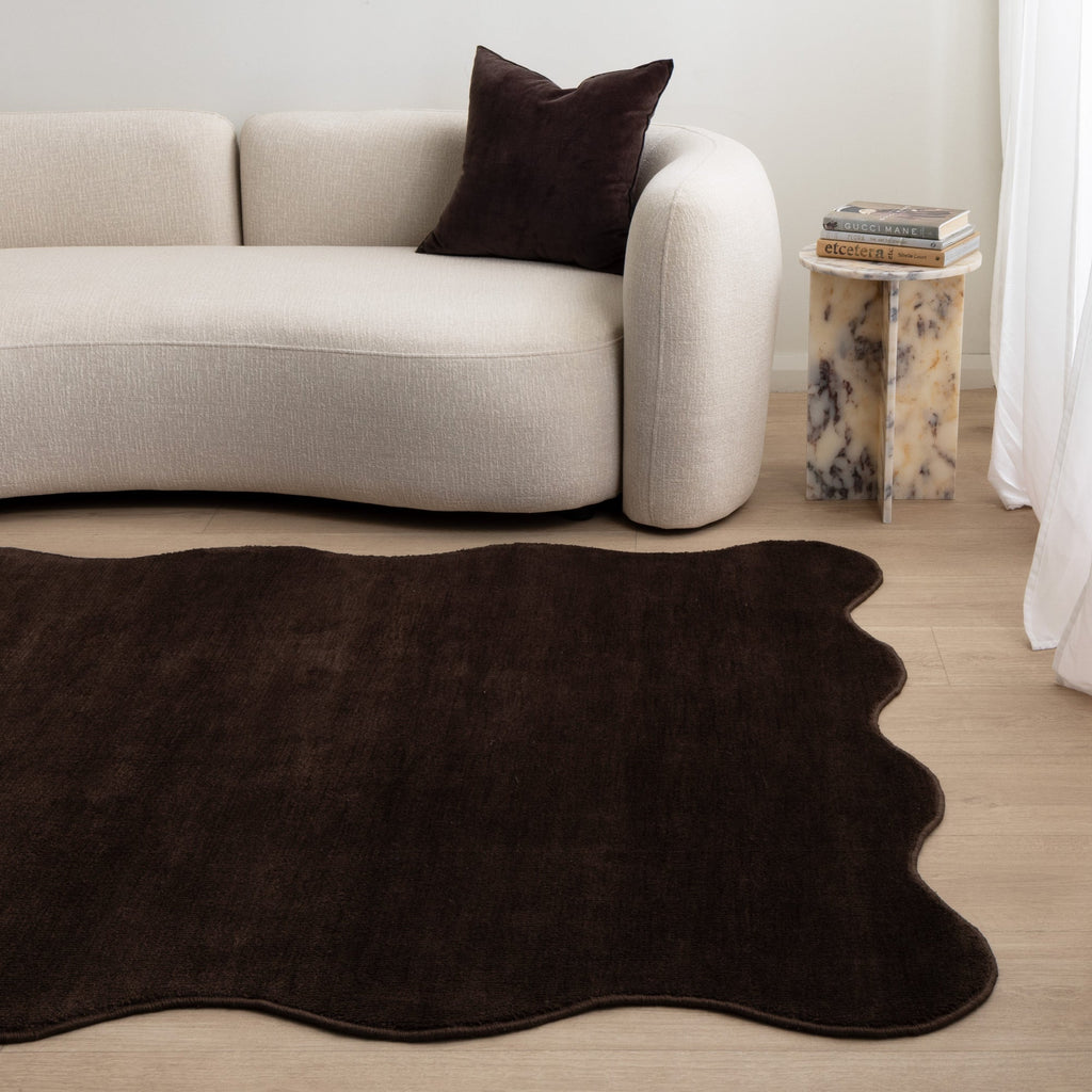 Ollie Scalloped Irregular Rug Chocolate