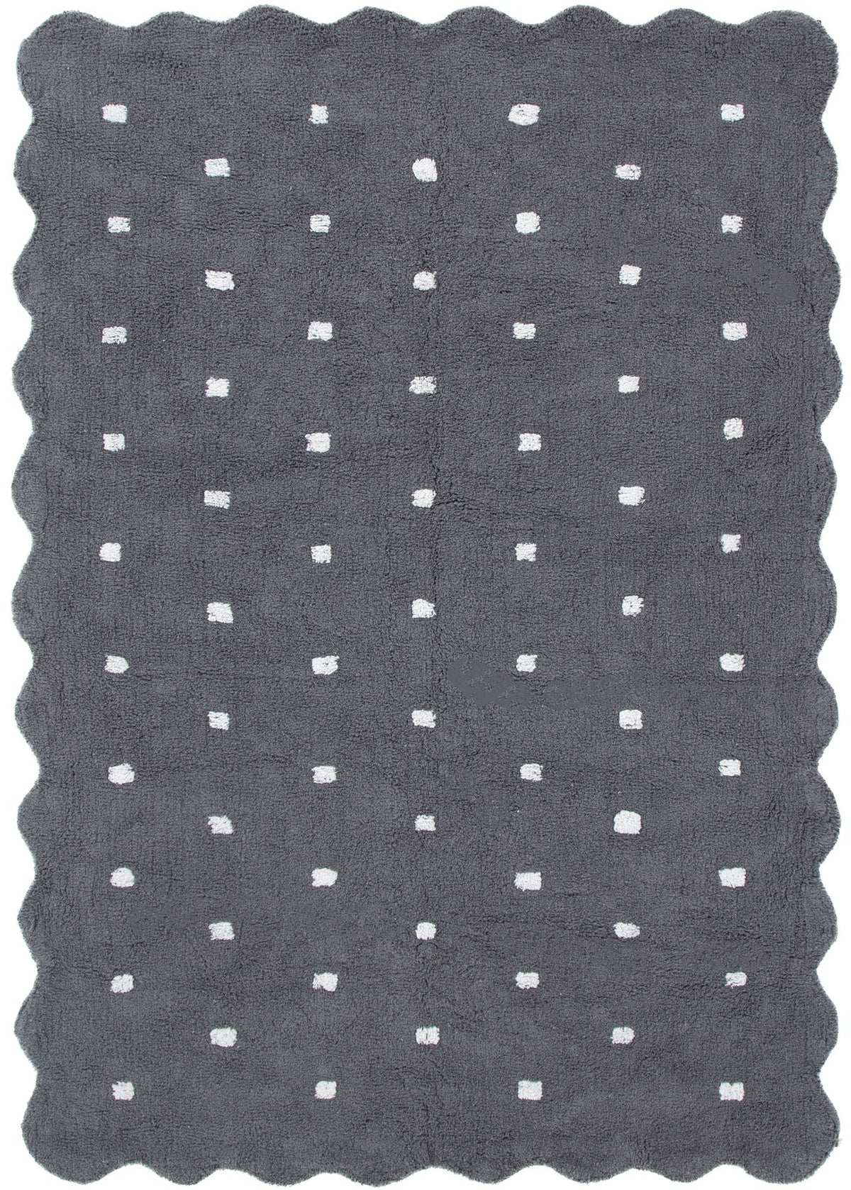 Mellow Rectangle Scalloped Kids Rug Grey: New Arrival
