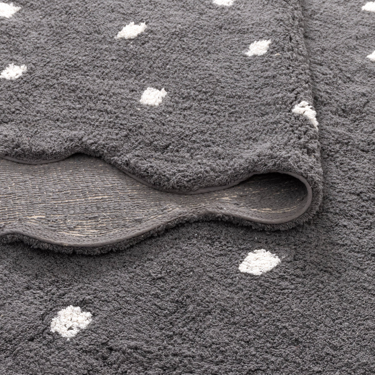Mellow Rectangle Scalloped Kids Rug Grey: New Arrival