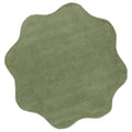 Ollie Scalloped Irregular Round Rug Green