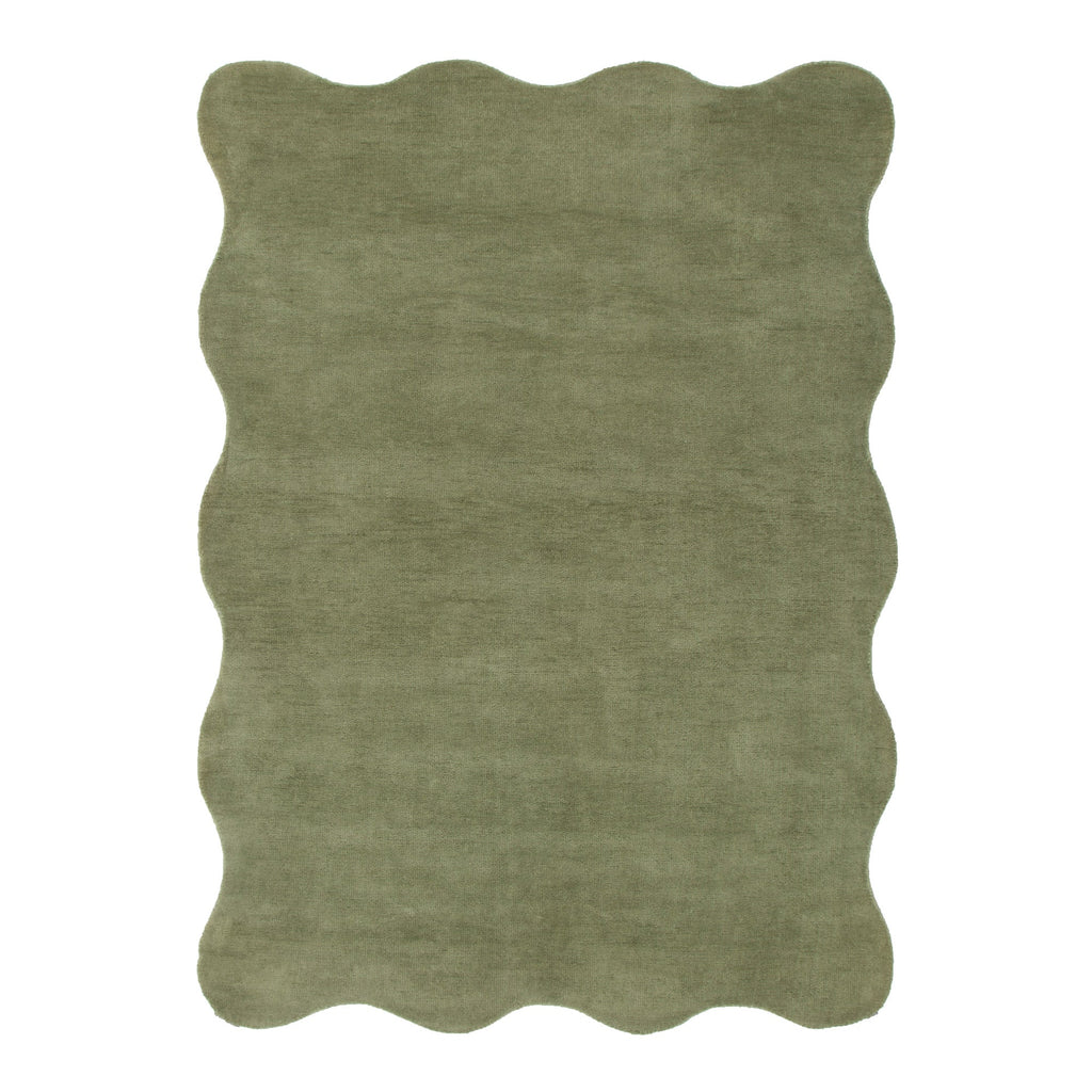 Ollie Scalloped Irregular Rug Green