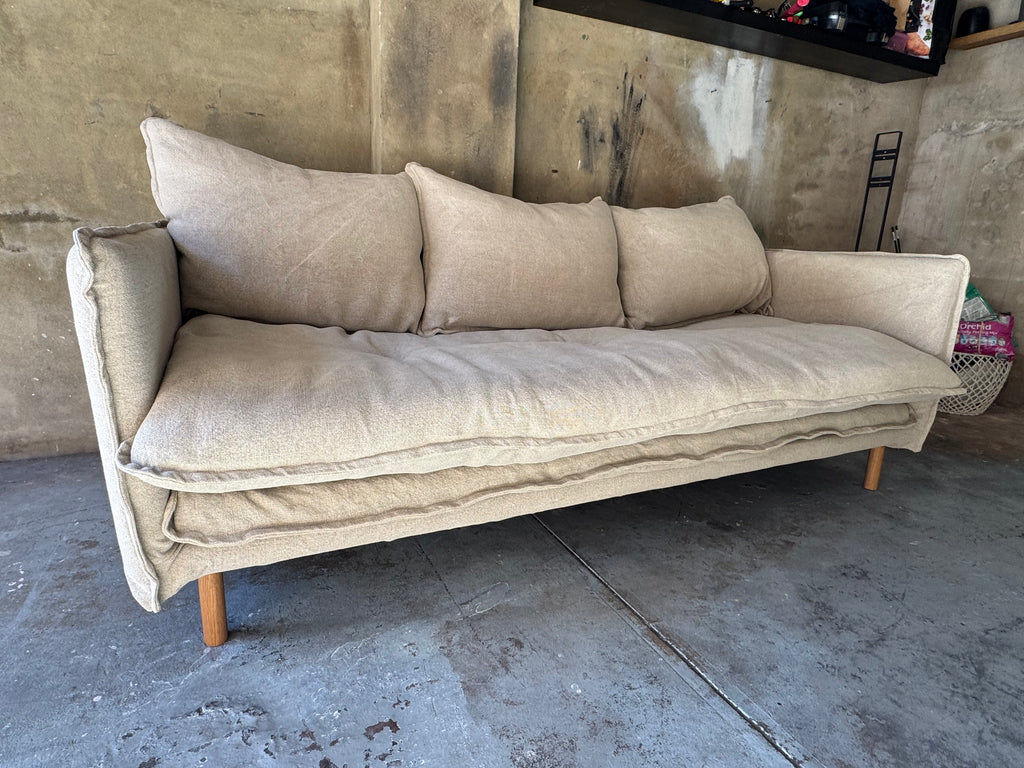 Papaya Lucas 3-Seater Sofa – Natural Beige Belgian Linen