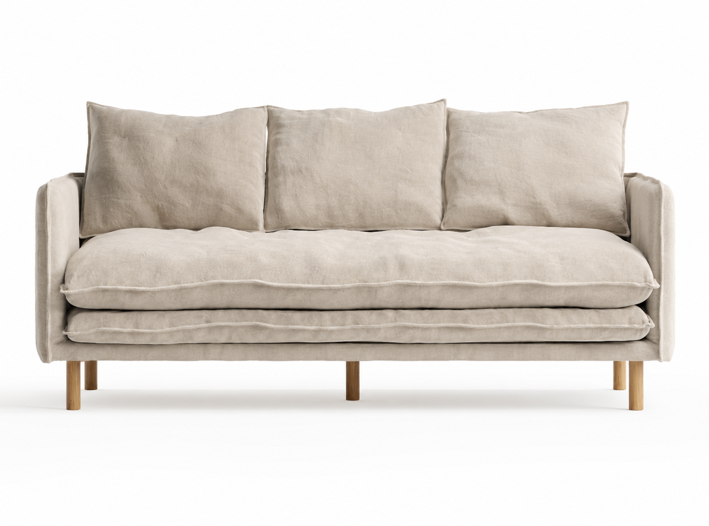 Papaya Lucas 3-Seater Sofa – Natural Beige Belgian Linen