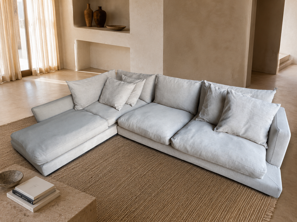 Long Beach Left Corner Sofa – Light Grey