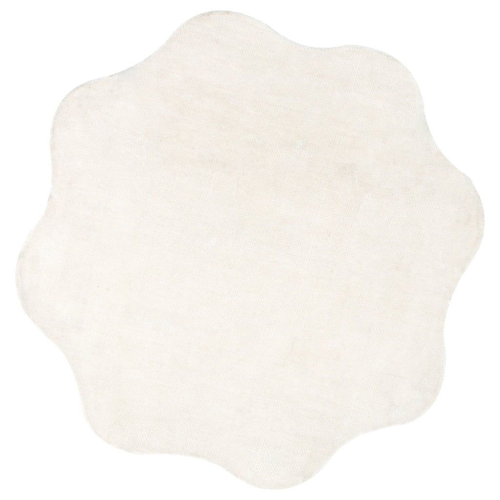 Ollie Scalloped Irregular Round Rug Ivory