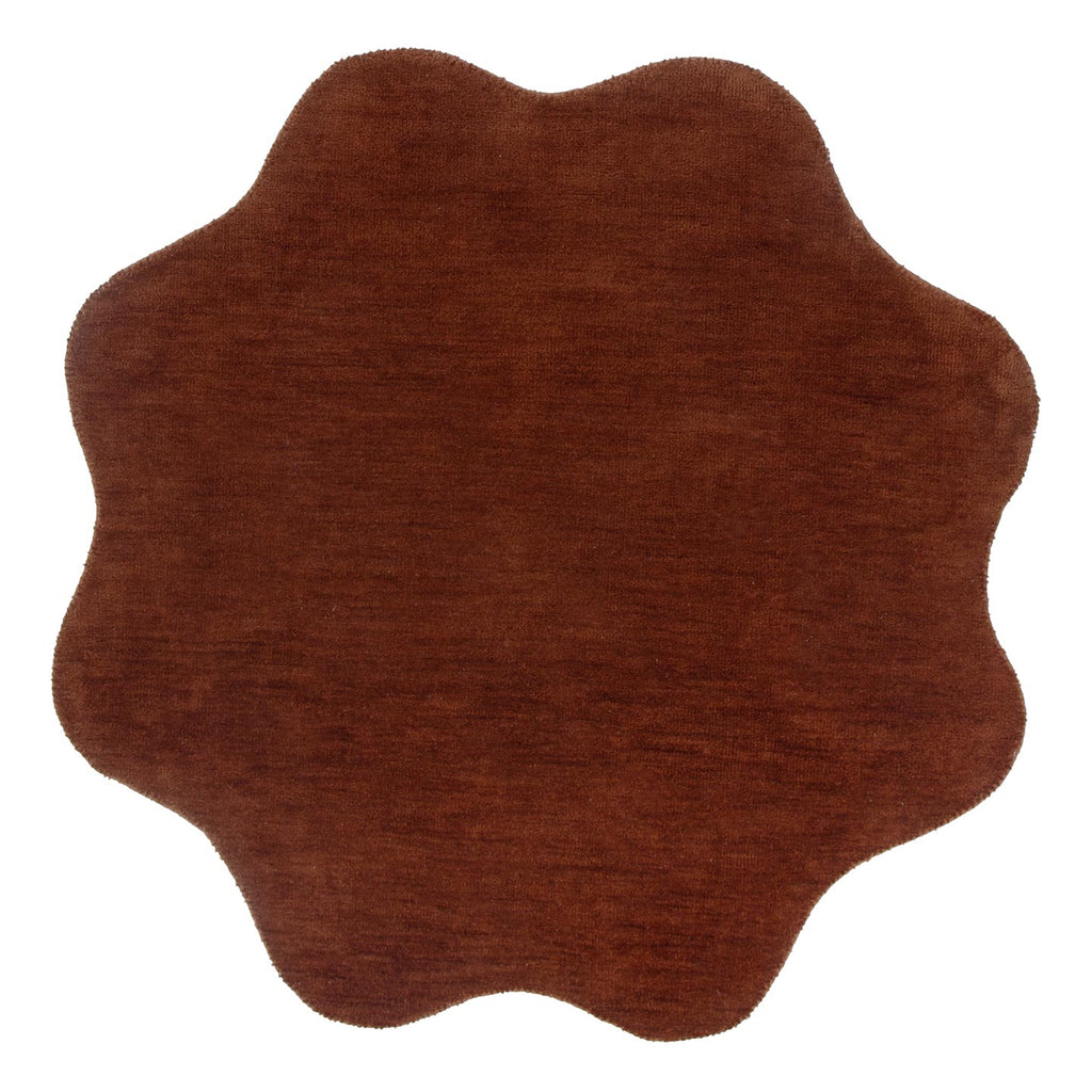 Ollie Scalloped Irregular Round Rug Terracotta