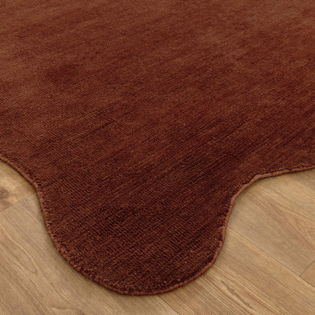 Ollie Scalloped Irregular Round Rug Terracotta