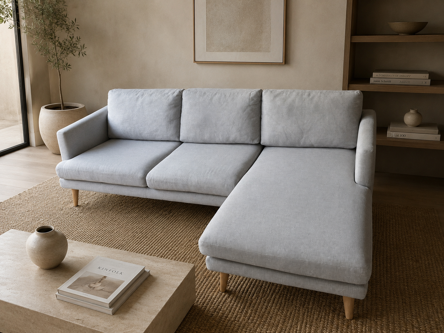 Castlery Tana L-Shaped Corner Modular Sofa – Light Grey