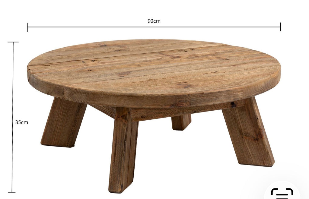 Hearth Round Coffee Table - Reclaimed Pine - 90cm