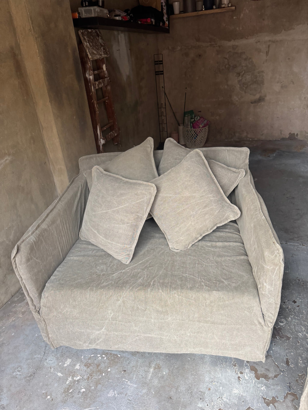 Kalia Linen Armchair Pair – Olive Green