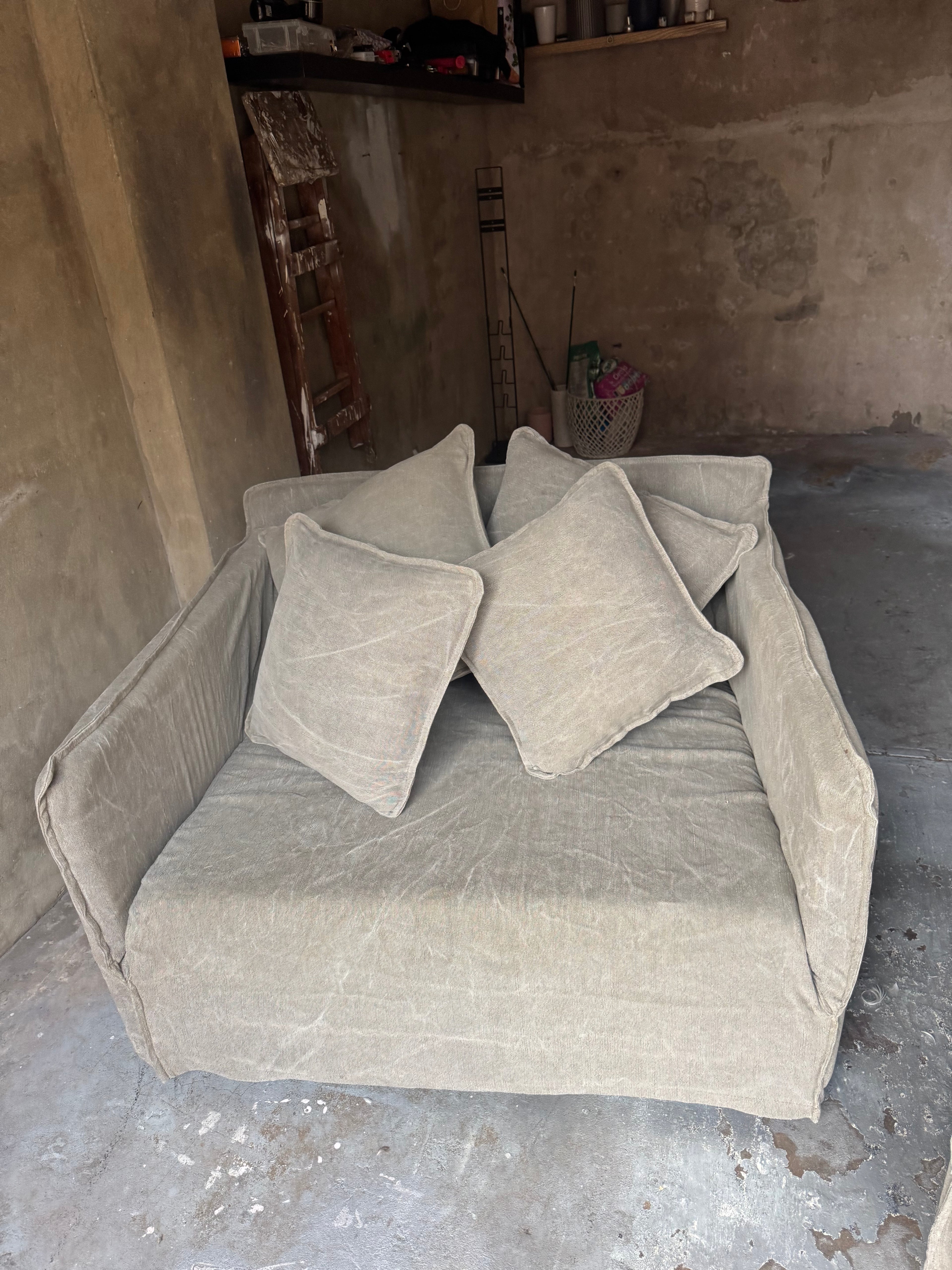 Kalia Linen Armchair Pair – Olive Green