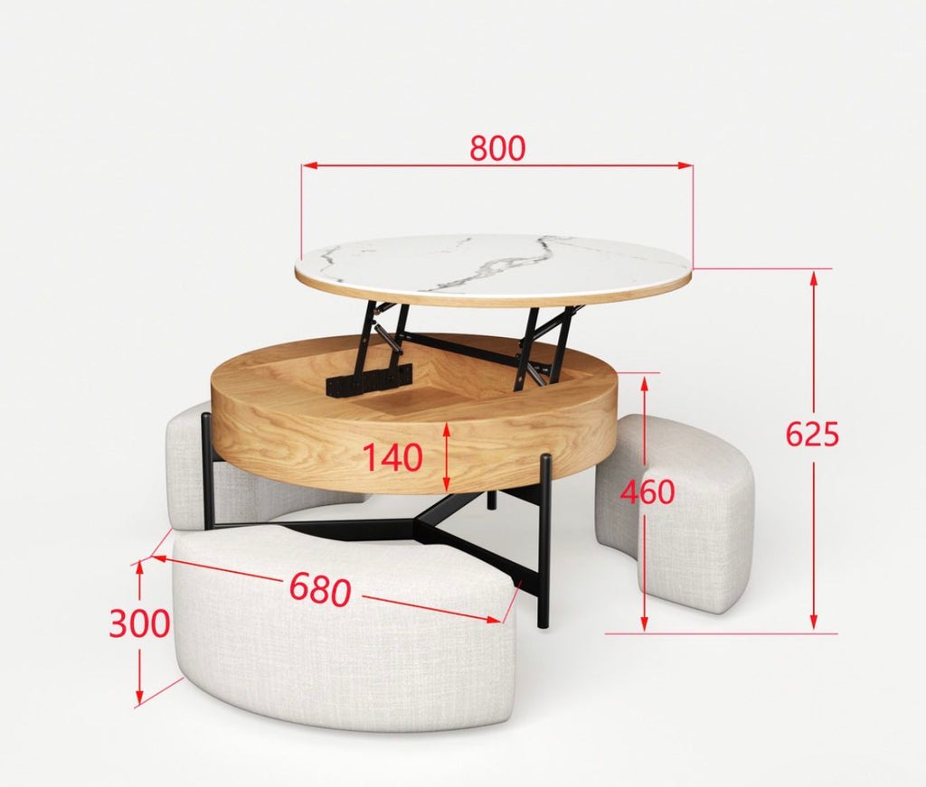 Tate Coffe Table Set with 3 Seats