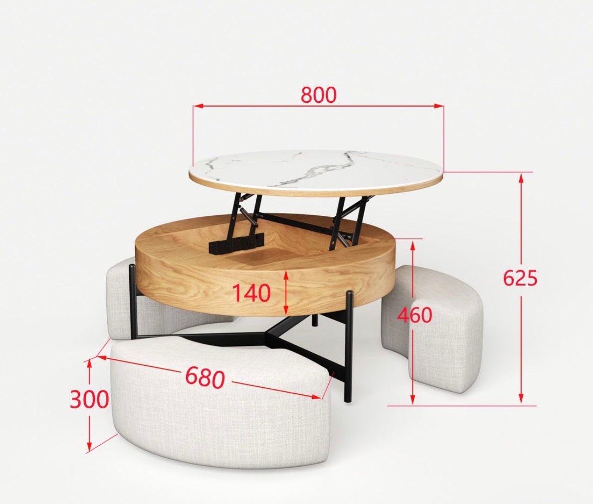 Tate Coffe Table Set with 3 Seats